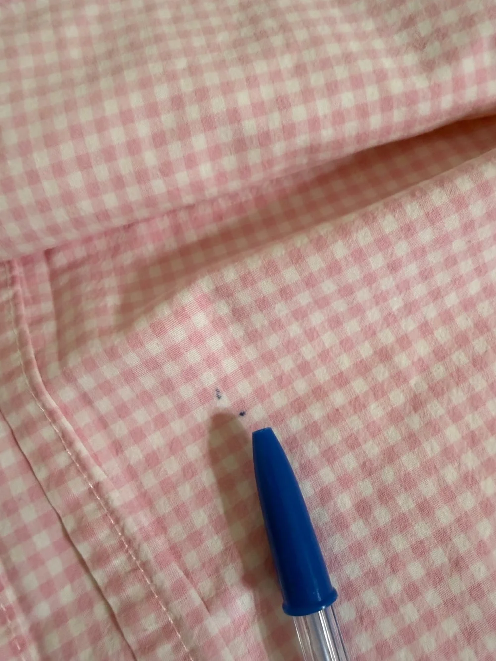 Vintage Pottery Barn Kids Twin Pink White Gingham Tiny Check Flat Sheet